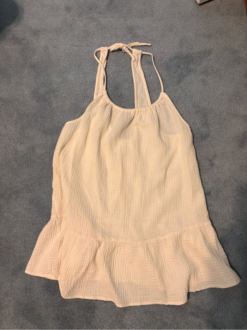 Xhilaration Cream Halter Ruffle Swim Cover-Up